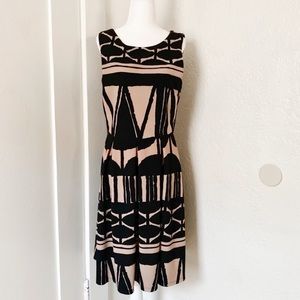 Liz Claiborne- Knee length beige and black dress
